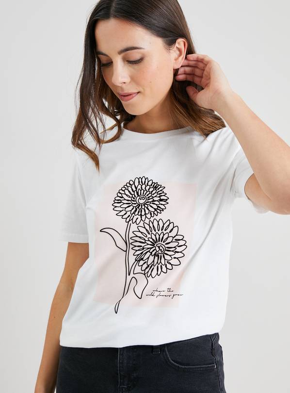 Buy White Wild Flower Graphic T-Shirt - 8 | T-shirts | Tu