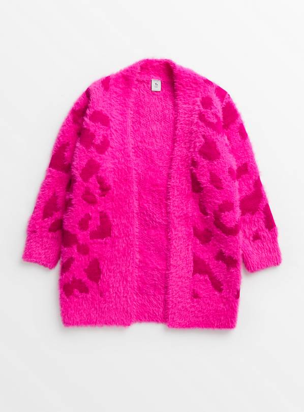 Bright Pink Leopard Fluffy Cardigan 14 years