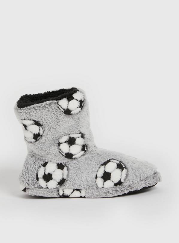 Grey Football Print Slipper Boots 1-2