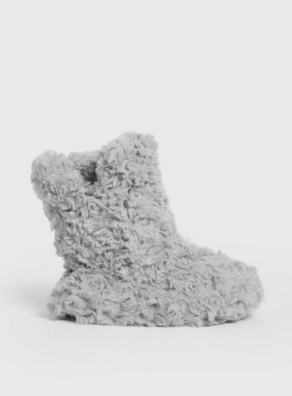 Grey Curly Faux Fur Slipper Boots 6-7 Infant