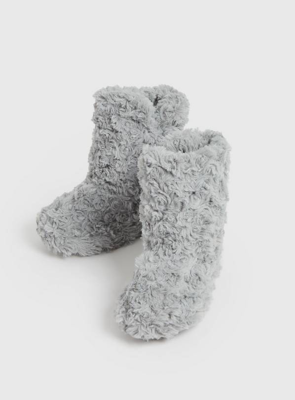 Grey fluffy slipper discount boots