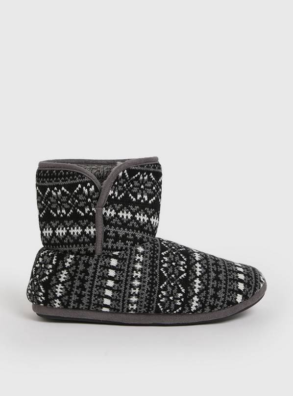 Buy Black Fairisle Slipper Boots Small null Argos