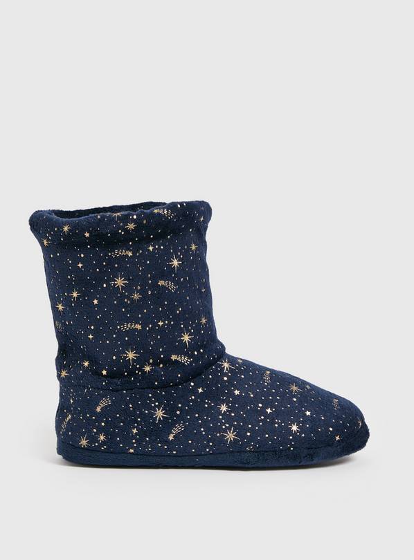 Buy Navy Foil Star Slipper Boots L Slippers Tu