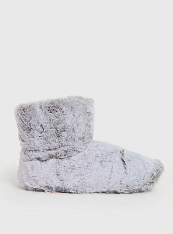Grey Faux Fur Slipper Boots M