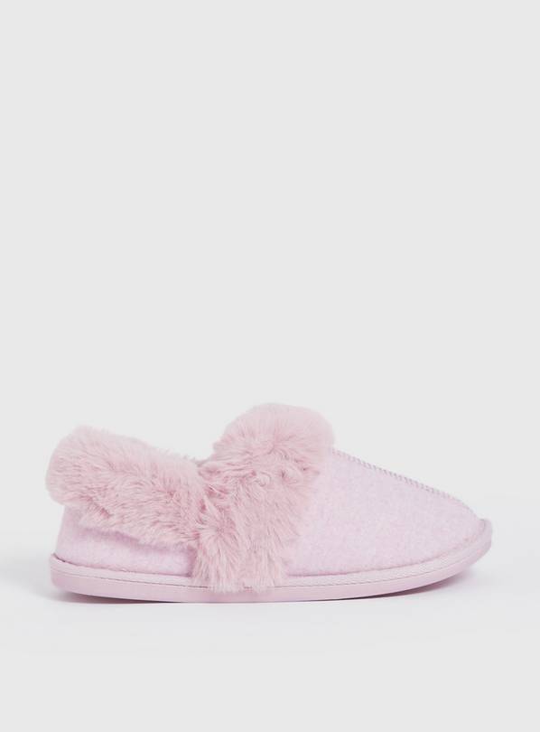 Buy Pink Faux Fur Slippers 4 | Slippers | Argos