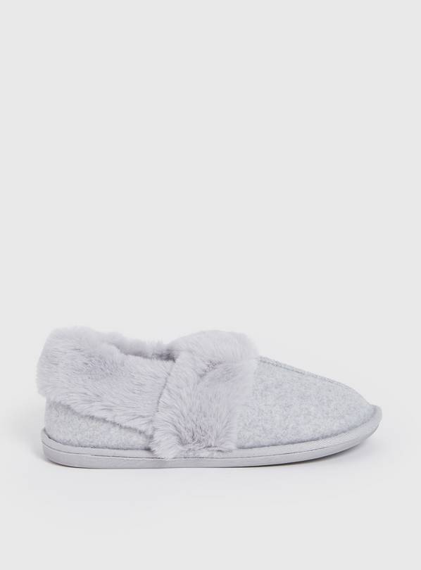 Grey Faux Fur Slippers 8