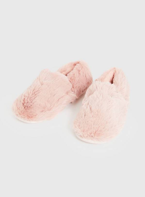 Buy Blush Pink Faux Fur Slippers 8 Slippers Tu