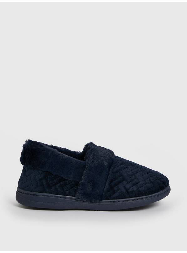 Buy Navy Textured Full Slippers 5 Slippers Tu