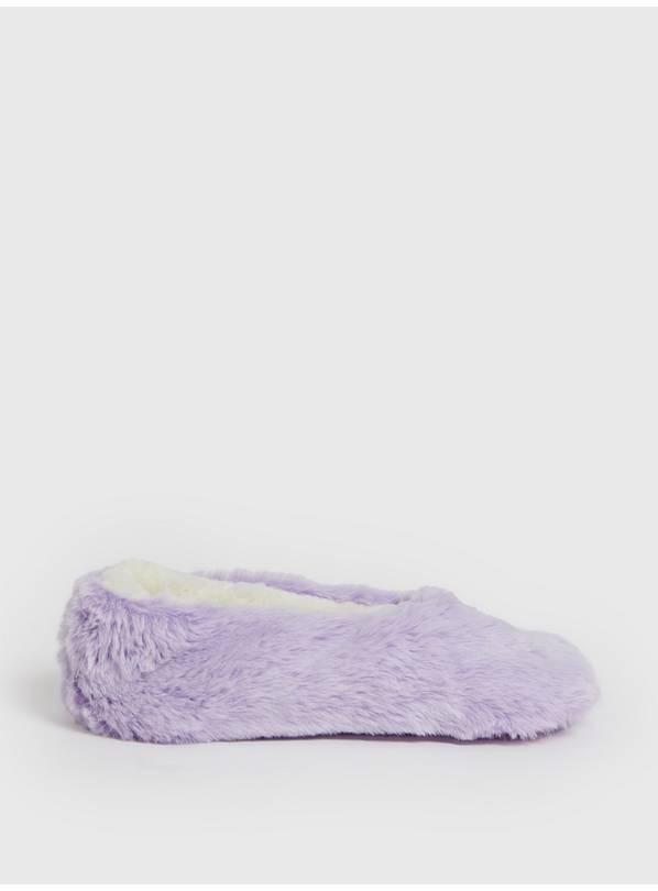 Buy Lilac Faux Fur Ballerina Slippers M Slippers Tu