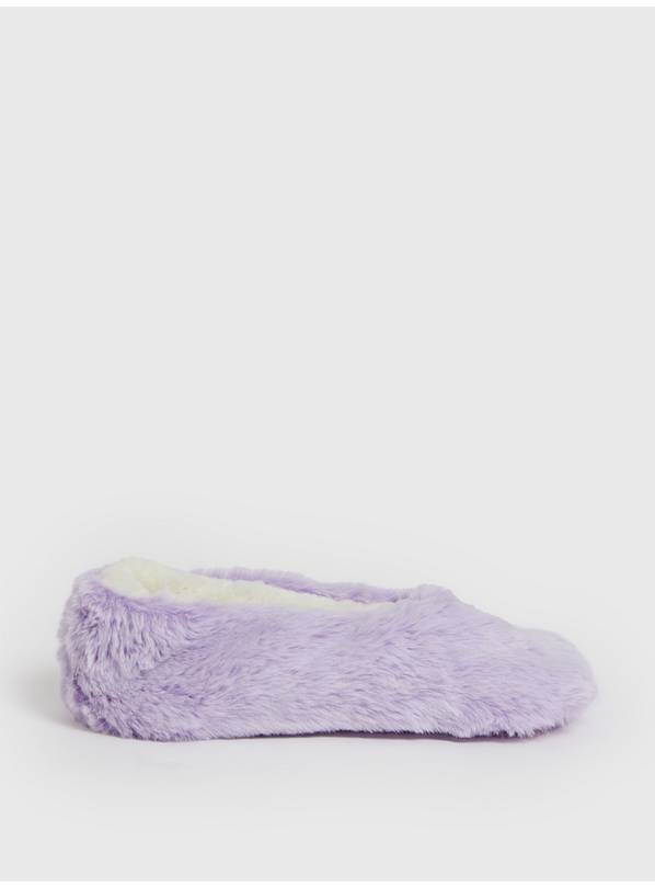 Lilac Faux Fur Ballerina Slippers M