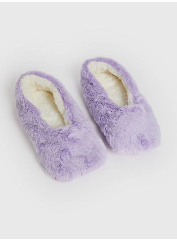 Purple faux fur online slippers