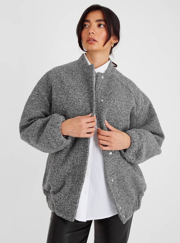 Buy Grey Boucle Bomber Jacket 22 Jackets Tu