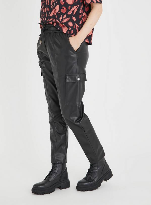 Buy SOSANDAR Faux Leather Cargo Trouser 16, Trousers