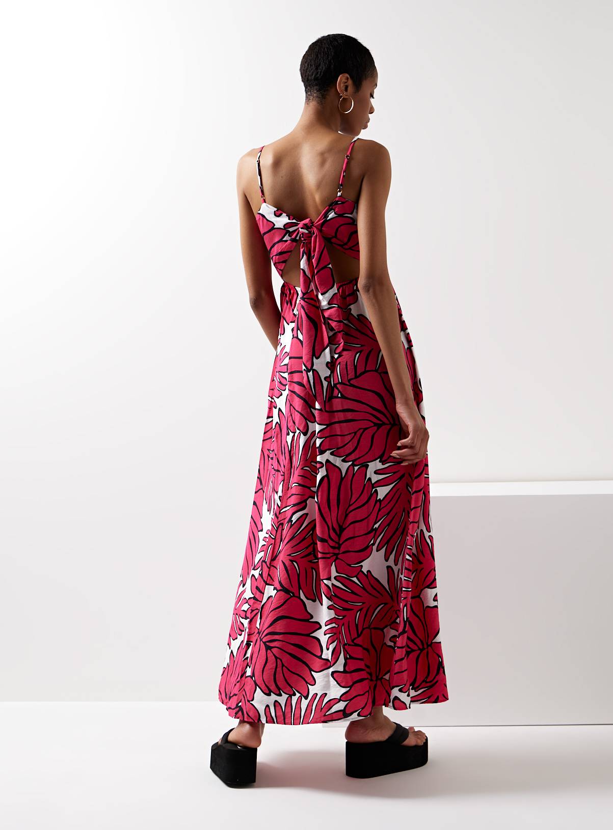 For All The Love Printed Tie Back Ruched Bust Midaxi Dress 6 - Image 3
