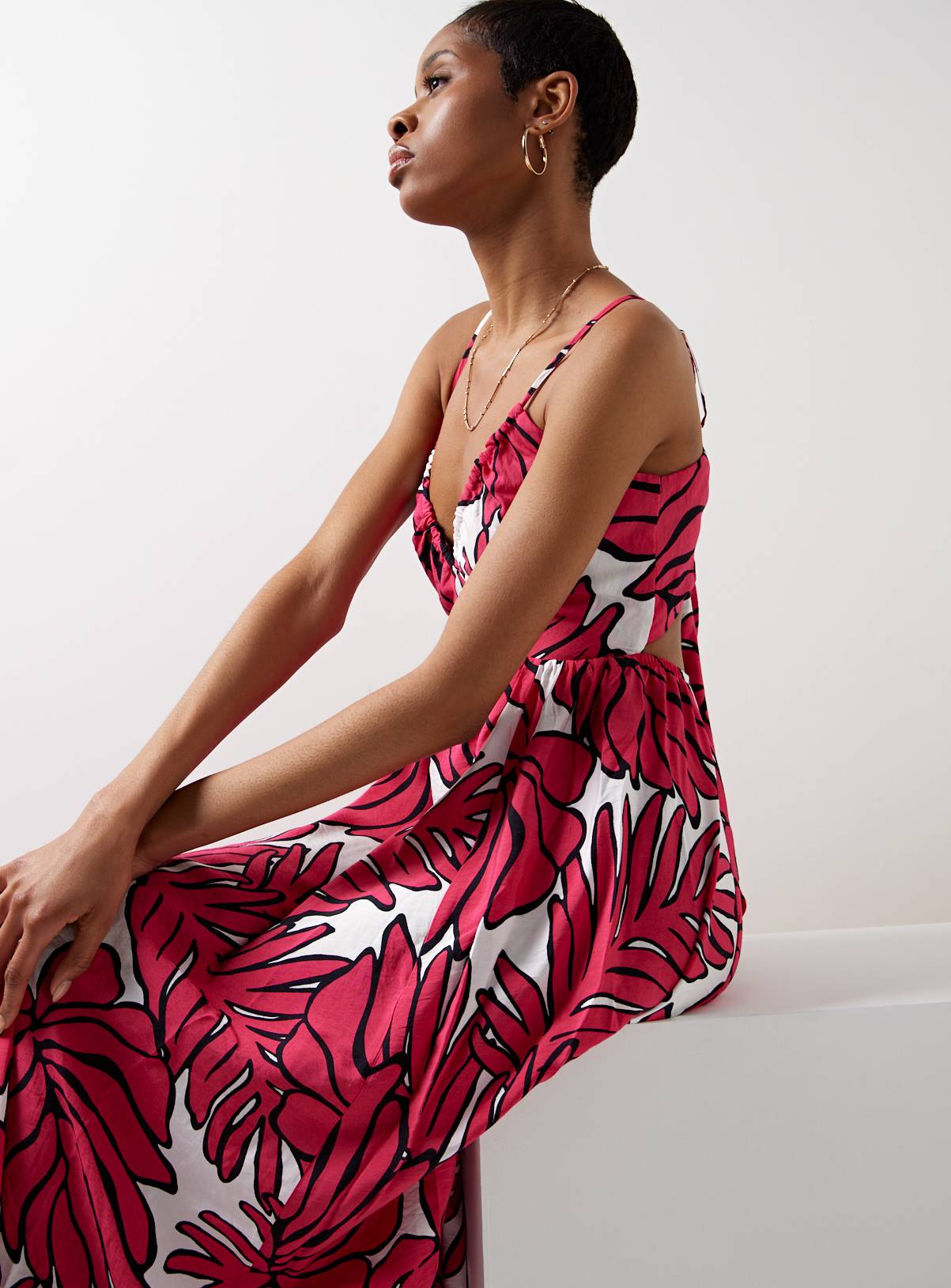 For All The Love Printed Tie Back Ruched Bust Midaxi Dress 6 - Image 5