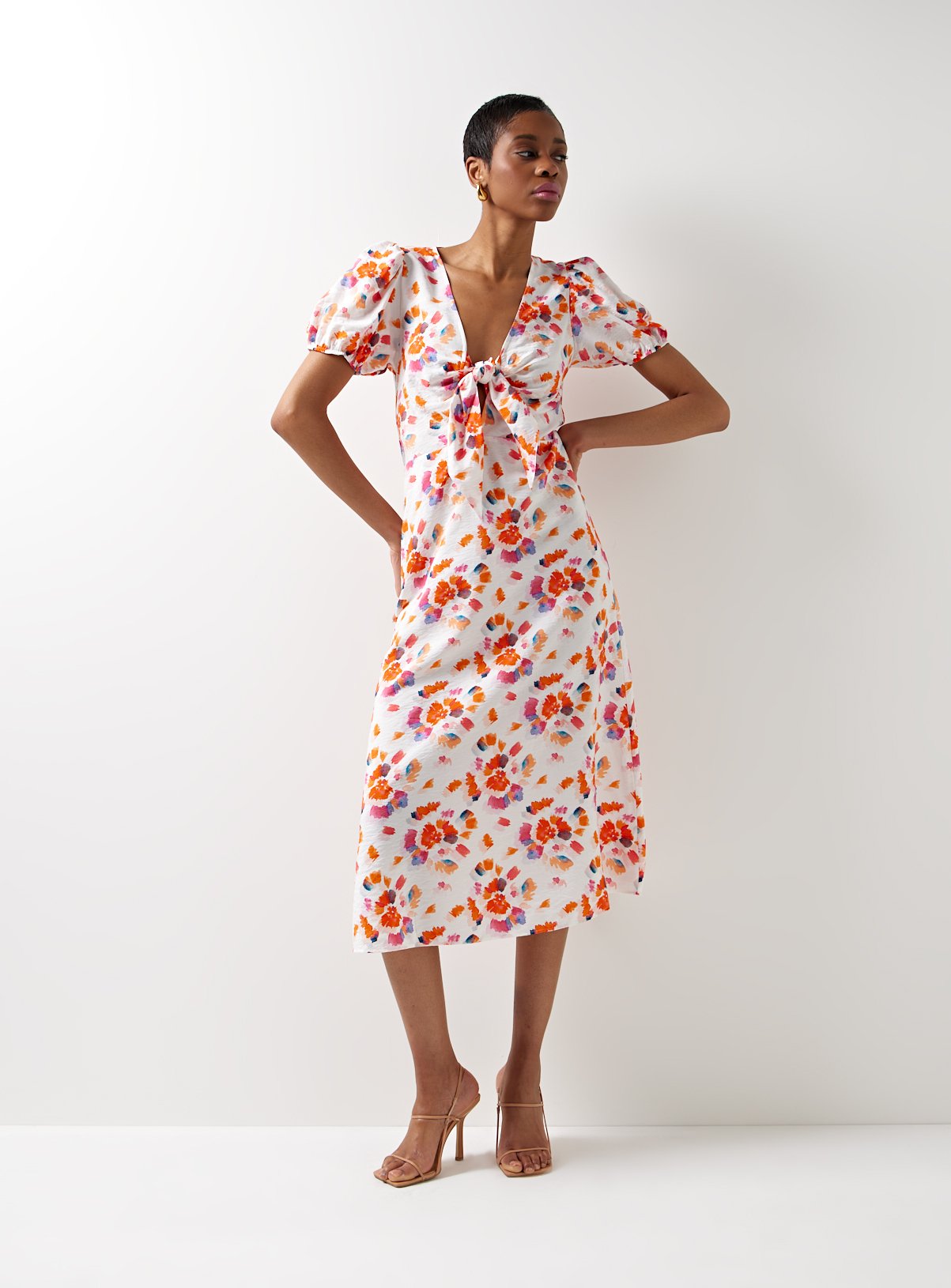 For All The Love Printed Keyhole Cut Out Midi Dress 8 - Image 1 thumbnail