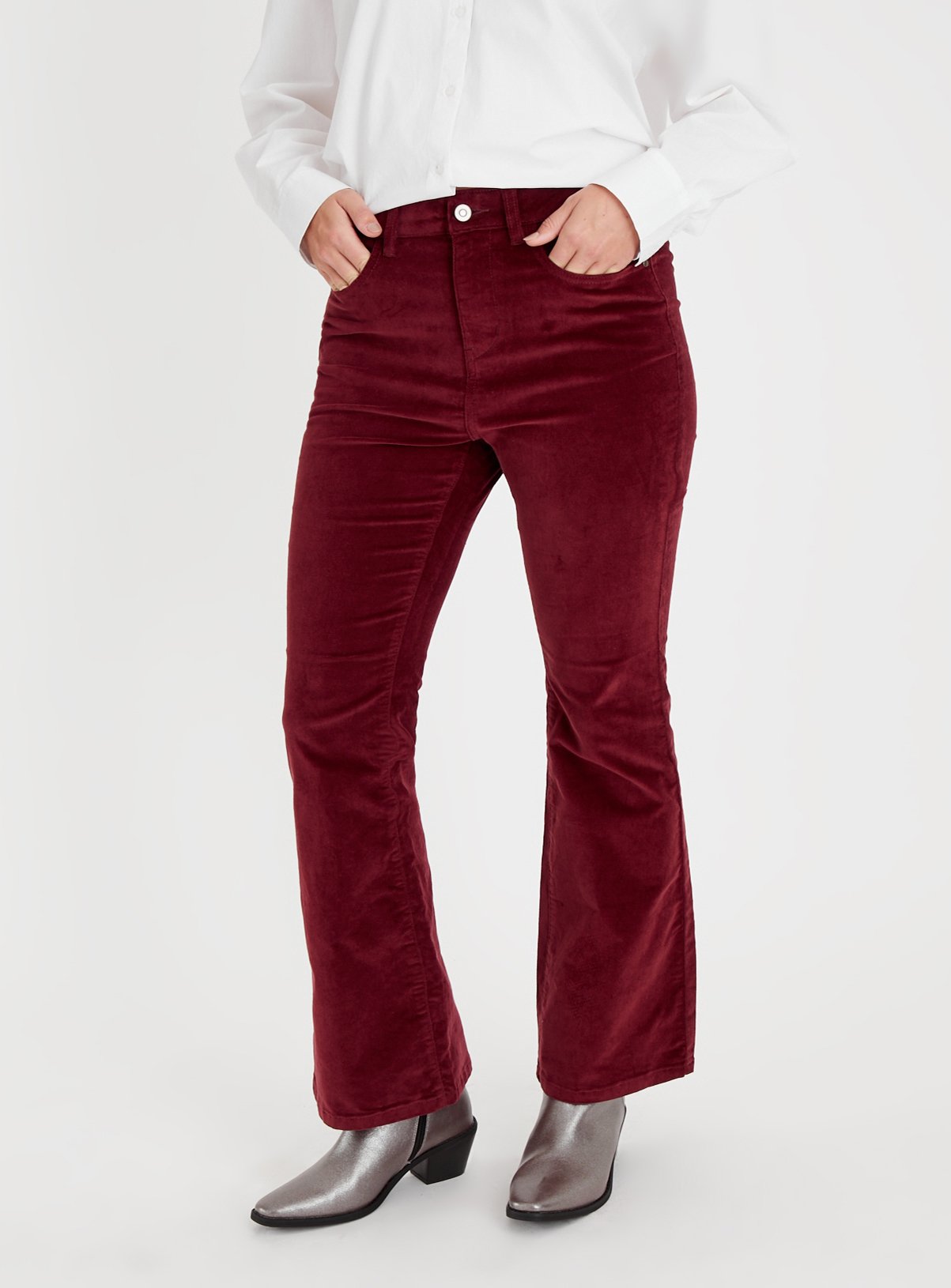 Buy Red Cord Kickflare Trousers 22 | Trousers | Argos