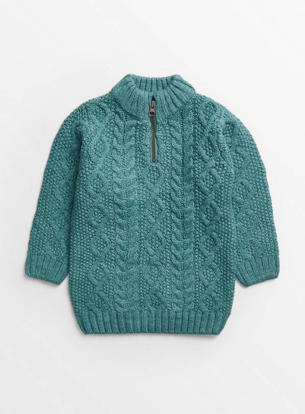 Blue Quarter Zip Jumper With Wool 6-7 years