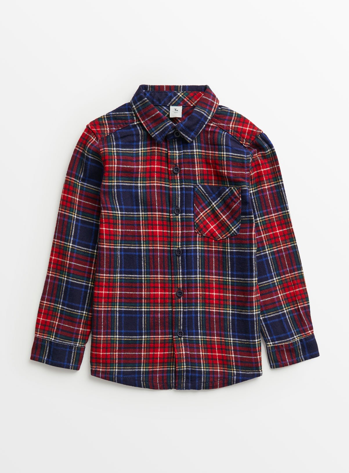 red and blue check shirt