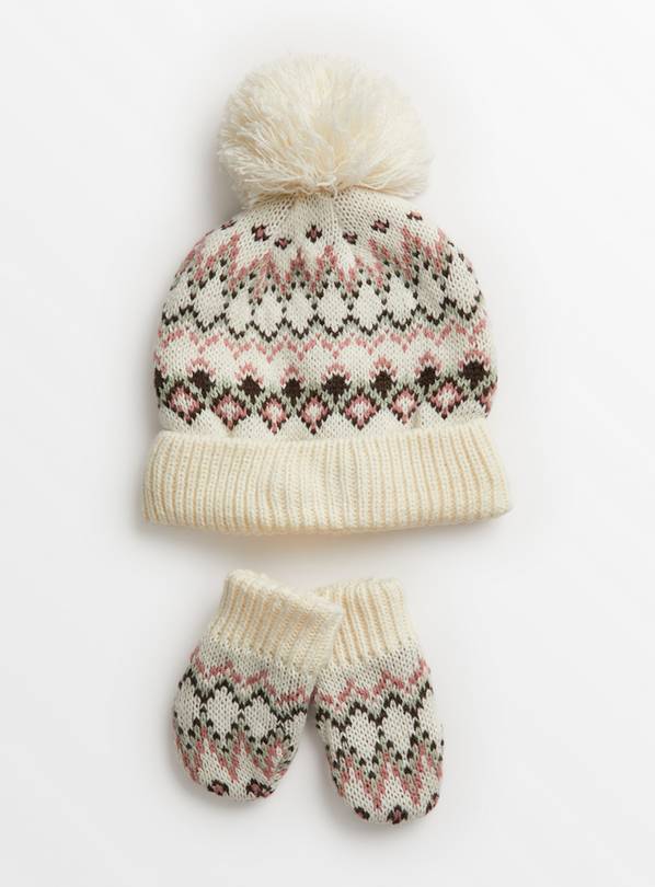 Buy Fairisle Pom Pom Hat & Mittens 36 months Accessories Argos