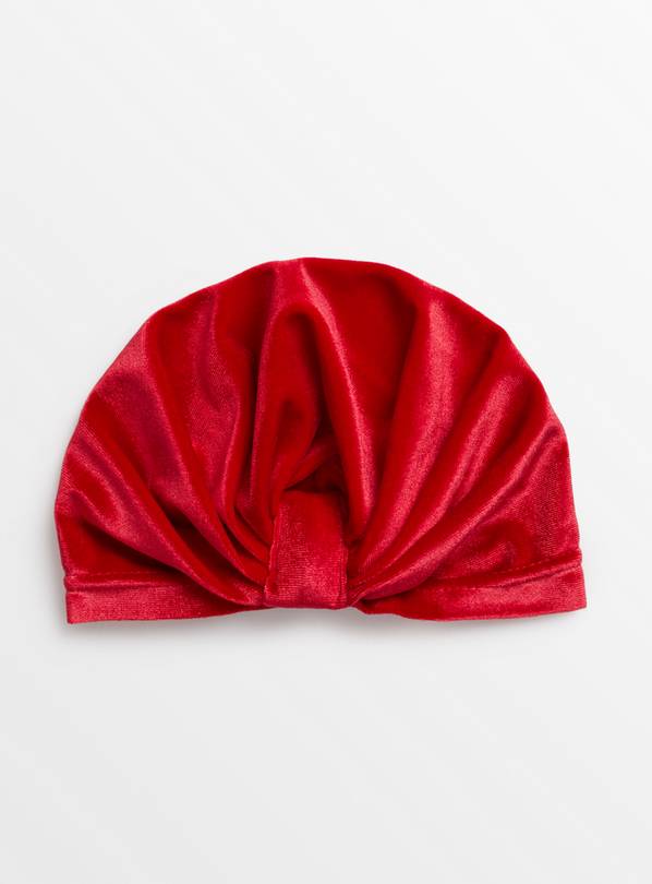 Red Velour Turban Hat Newborn
