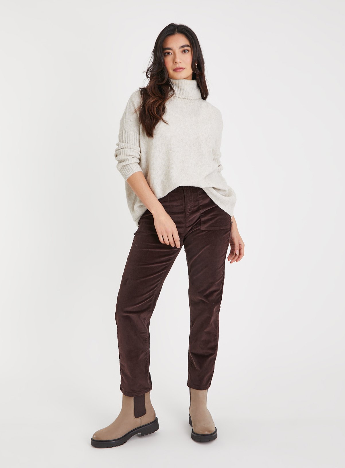Brown Tapered Leg Corduroy Cargo Trousers 22 - Image 2 thumbnail