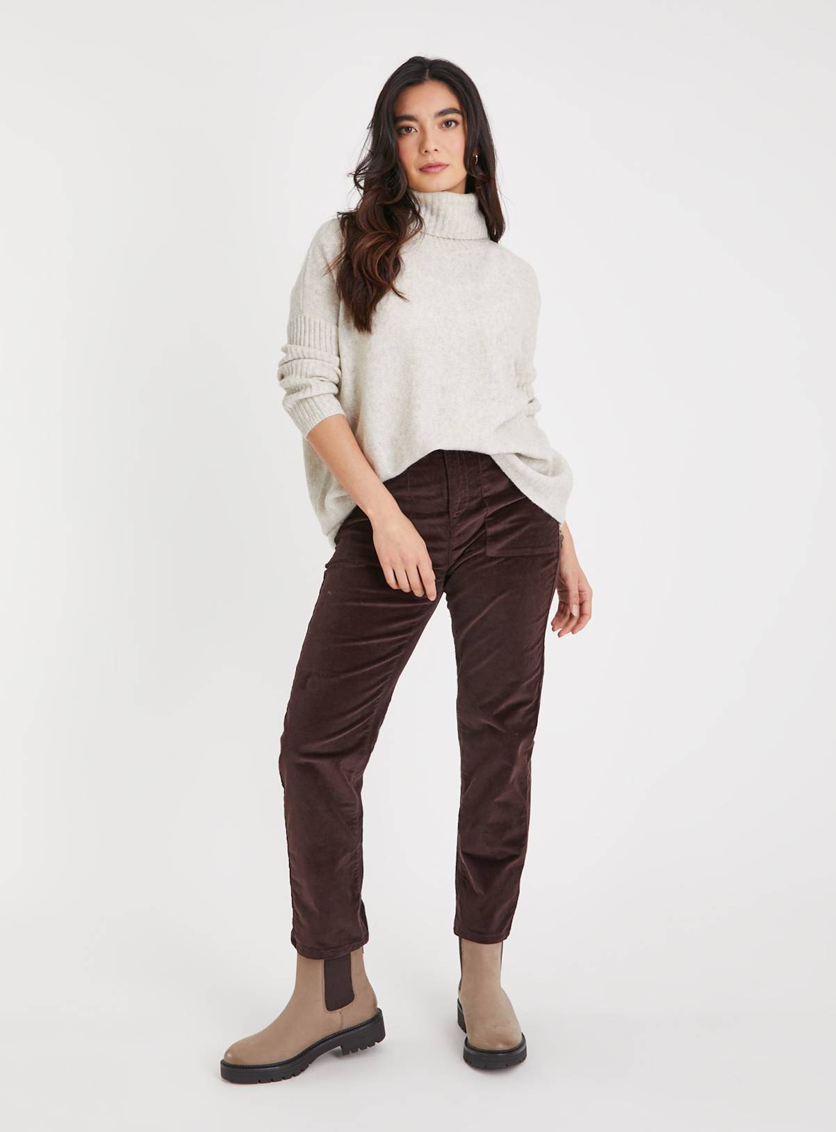 Brown Tapered Leg Corduroy Cargo Trousers 22 - Image 2