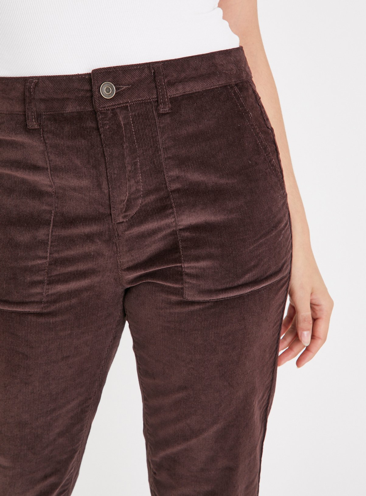 Brown Tapered Leg Corduroy Cargo Trousers 22 - Image 3 thumbnail
