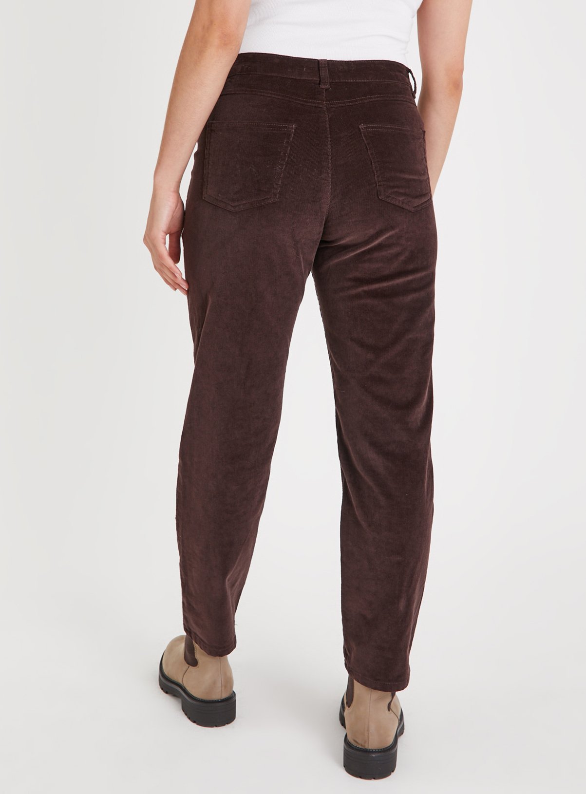 Brown Tapered Leg Corduroy Cargo Trousers 22 - Image 4 thumbnail