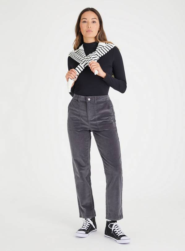 Grey corduroy best sale trousers womens