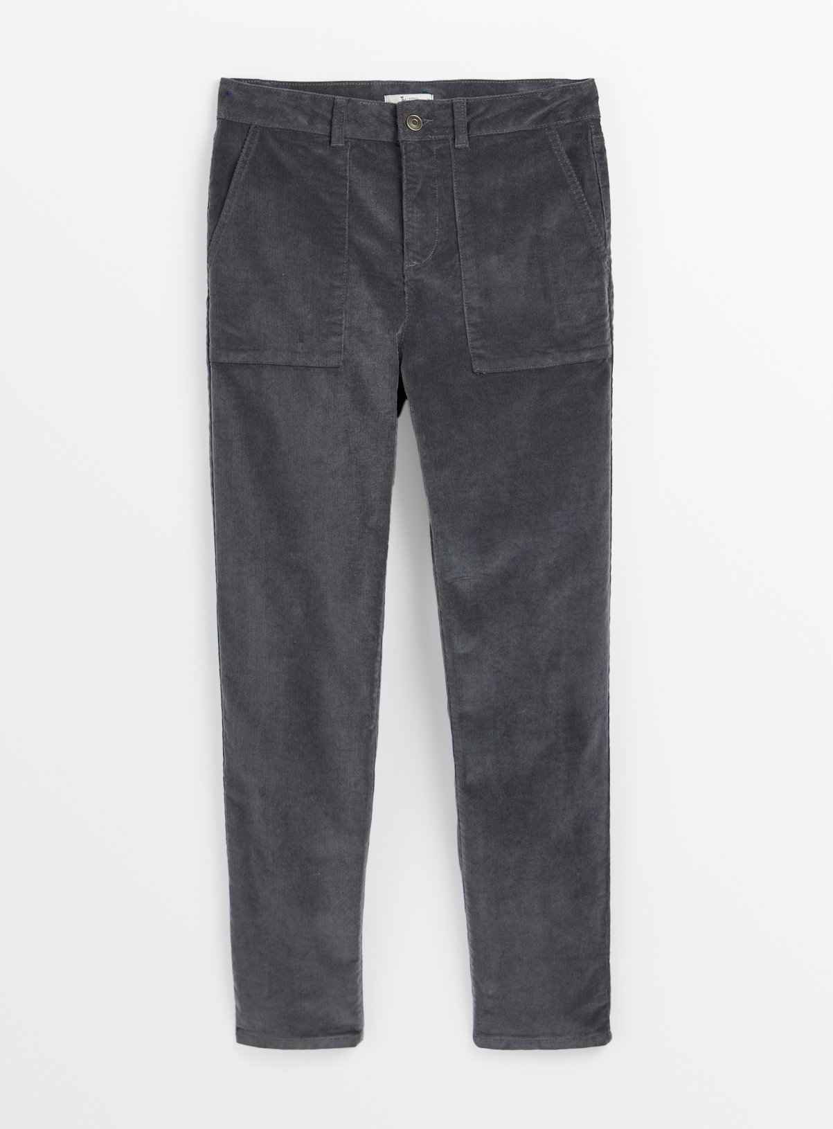 Charcoal Grey Tapered Leg Corduroy Cargo Trousers 10 - Image 3 thumbnail
