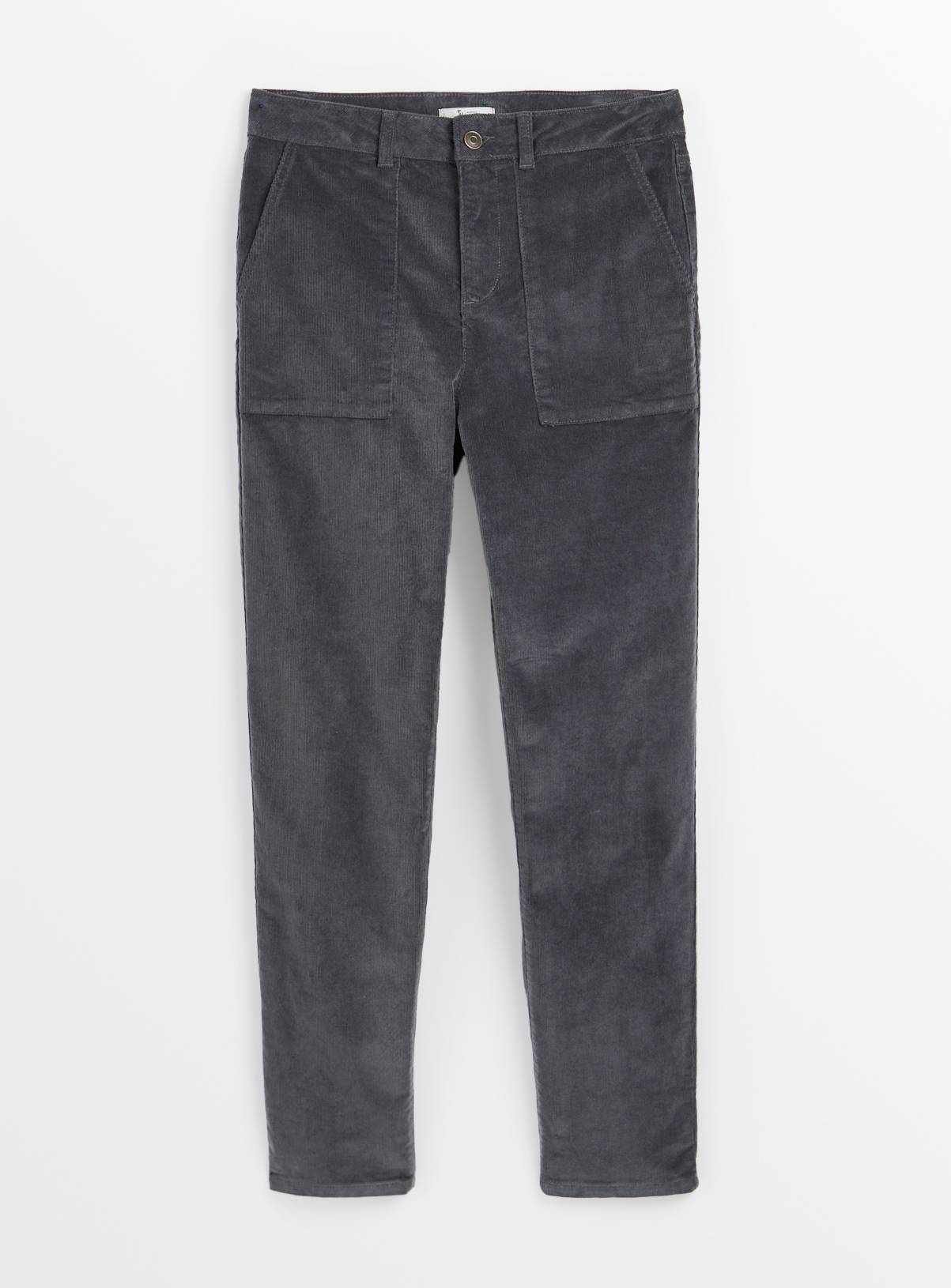 Charcoal Grey Tapered Leg Corduroy Cargo Trousers 10 - Image 3