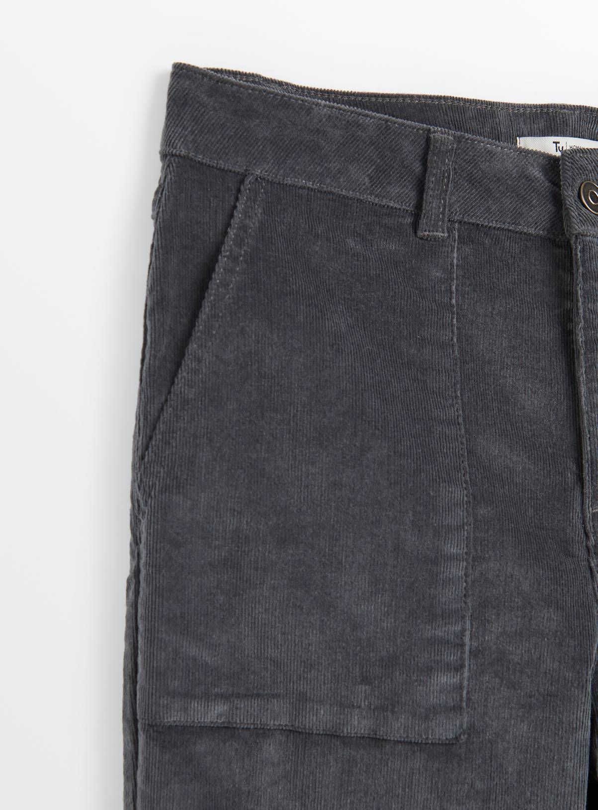 Charcoal Grey Tapered Leg Corduroy Cargo Trousers 10 - Image 4