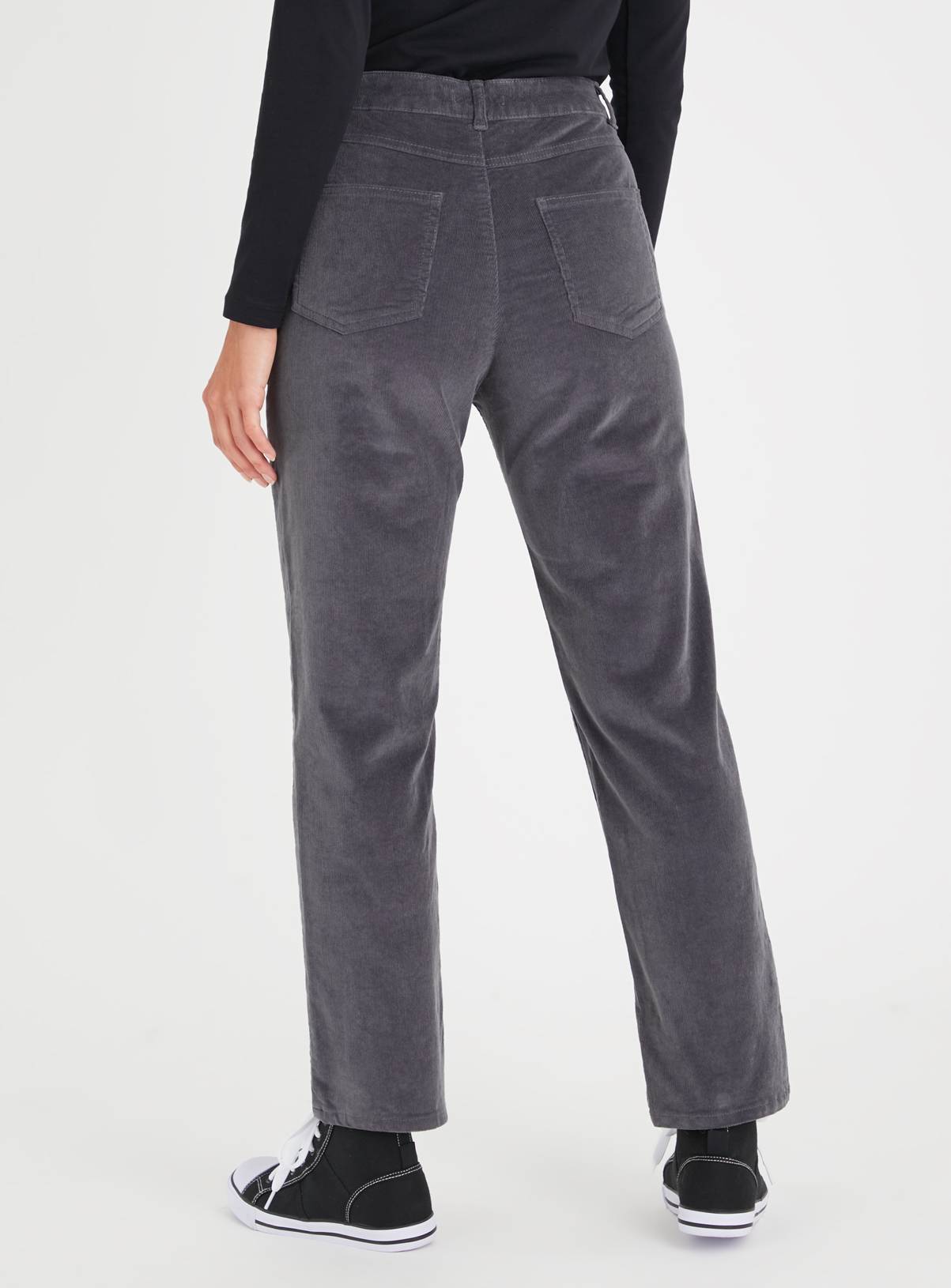 Charcoal Grey Tapered Leg Corduroy Cargo Trousers 10 - Image 5