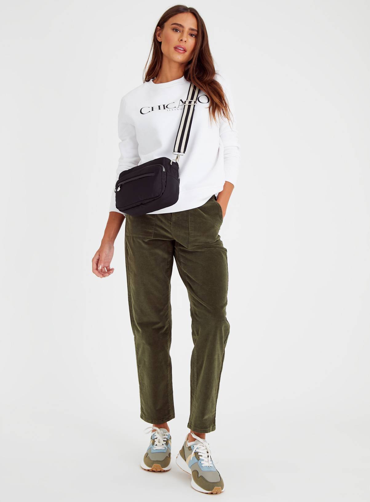 Khaki Cord Tapered Leg Cargo Trousers 10 - Image 2
