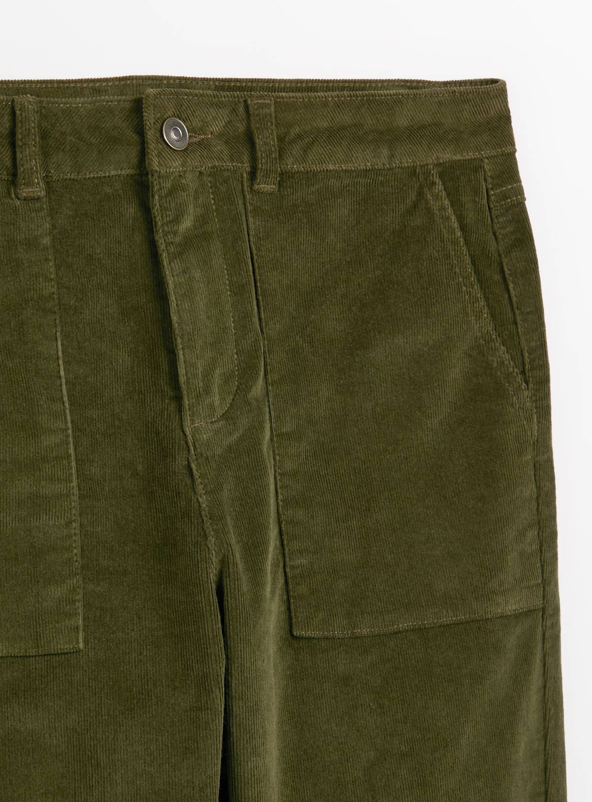 Khaki Cord Tapered Leg Cargo Trousers 10 - Image 4
