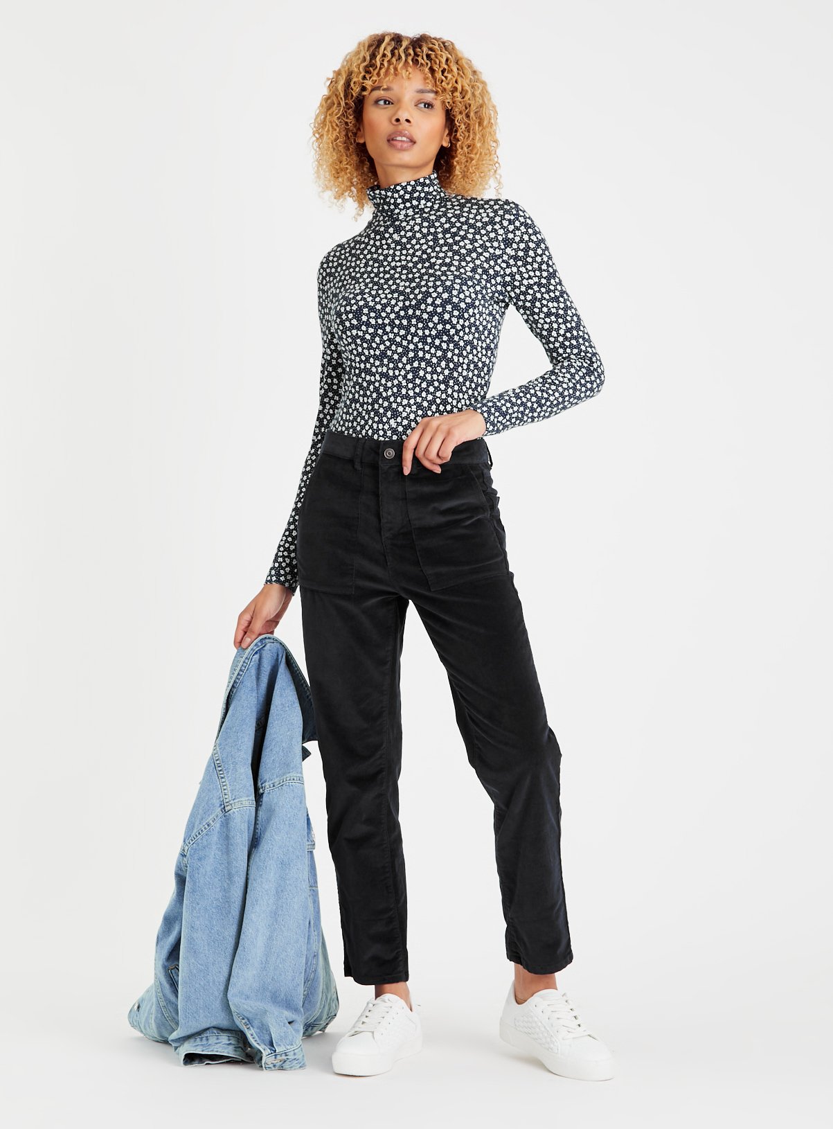 Navy Tapered Leg Corduroy Cargo Trousers 10 - Image 2 thumbnail