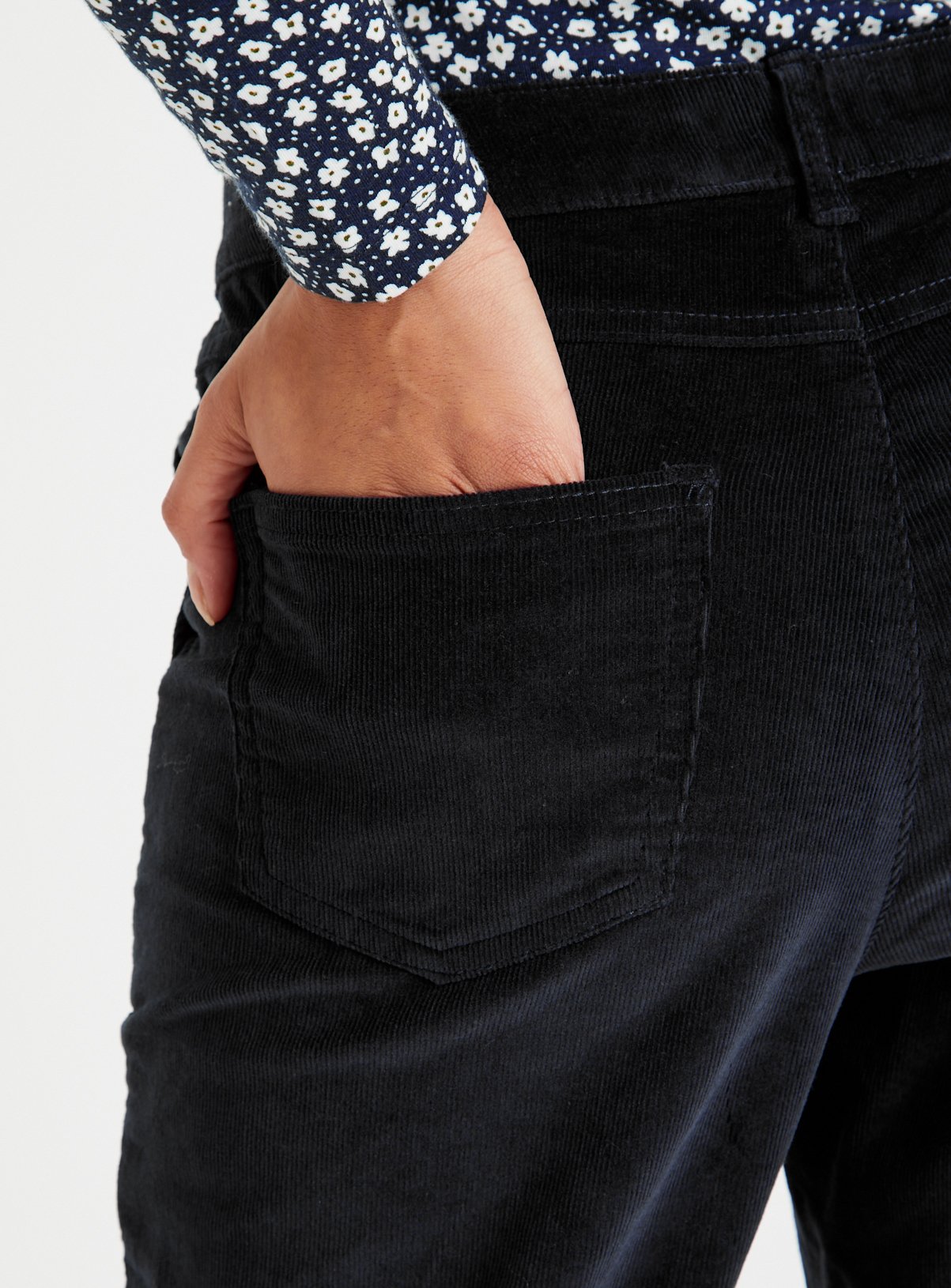 Navy Tapered Leg Corduroy Cargo Trousers 10 - Image 3 thumbnail