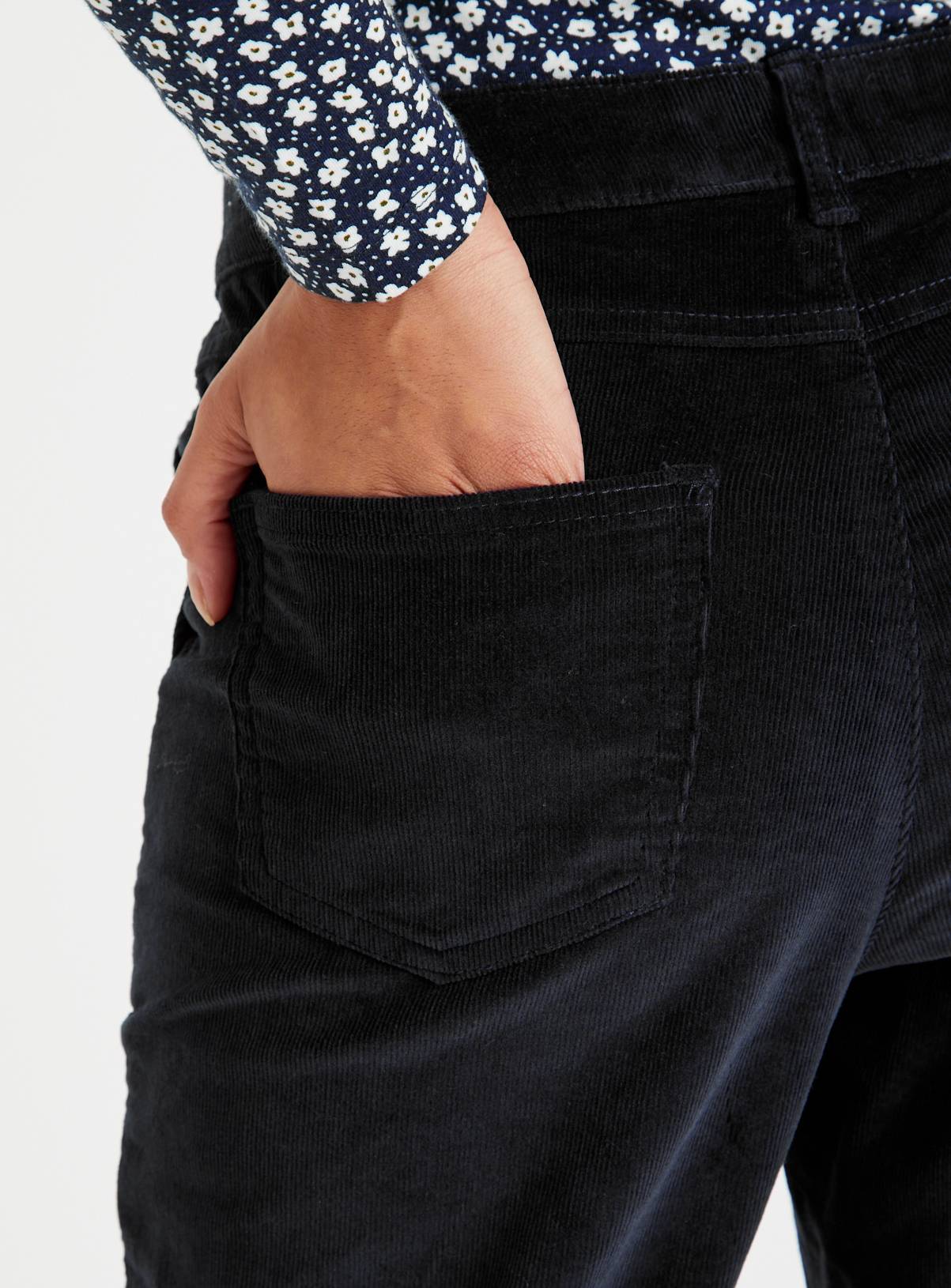Navy Tapered Leg Corduroy Cargo Trousers 10 - Image 3