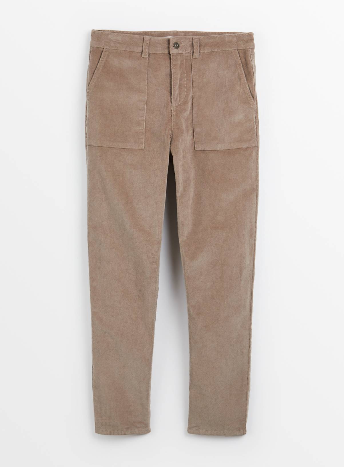 Taupe Tapered Leg Corduroy Cargo Trousers 10 - Image 3