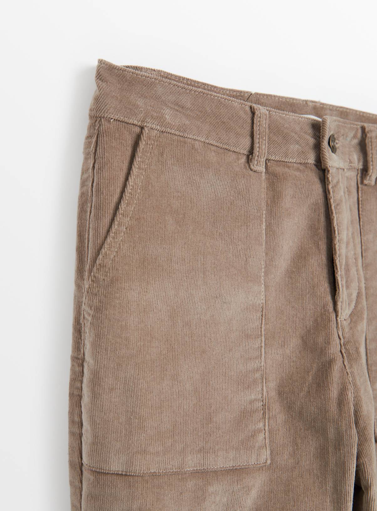 Taupe Tapered Leg Corduroy Cargo Trousers 10 - Image 4