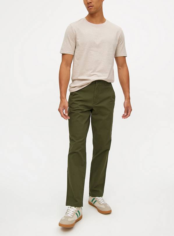 Khaki Core Straight Leg Chino Trousers 42L