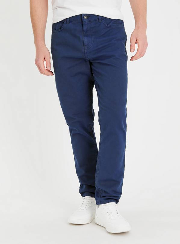 Buy Navy Slim Fit Textured Jeans 44R | Jeans | Tu