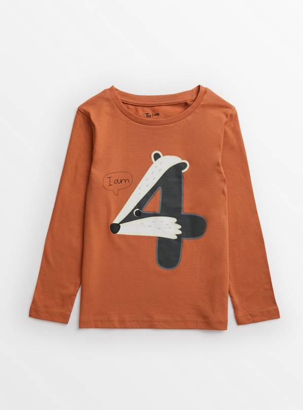 Brown Badger I Am 4 T-Shirt 4-5 years