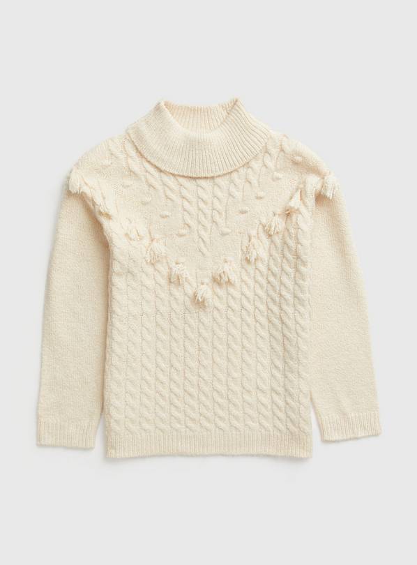 Cream Cable Knit Tassle Jumper 11 years