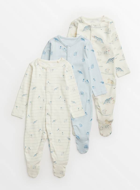 Arctic Blue Sleepsuit 3 Pack Up to 3 mths