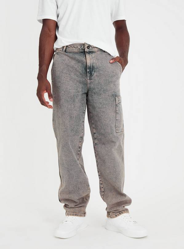 Denim Acid Wash Loose Fit Jeans  36R