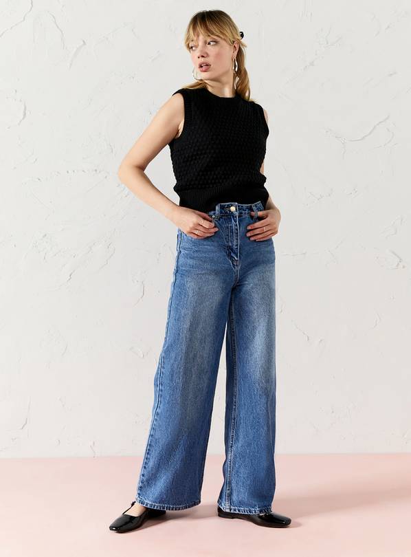 Buy EVERBELLE Mid-Indigo Wide Leg Jeans 18, Jeans