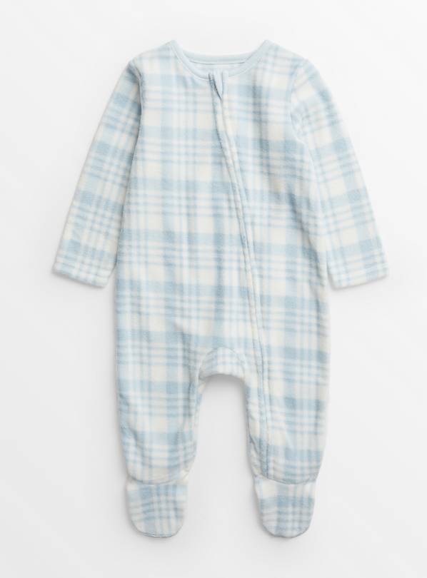 Blue Check Fleece Sleepsuit Up to 3 mths