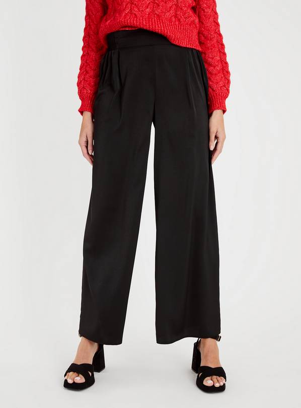 Buy Black Satin Wide Leg Trousers 20R | Trousers | Argos